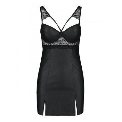 Бебі-дол з еко-шкіри та мережива Passion LOONA CHEMISE S/M, black SO5359 фото