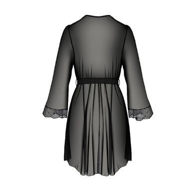 Пеньюар Passion AMBERLY PEIGNOIR 6XL/7XL, black, ажурные декольте и манжеты, широкие рукава SO7054 фото