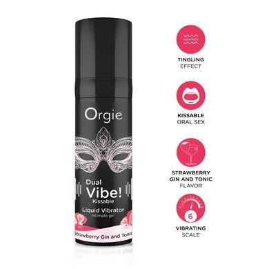 Рідкий вібратор Orgie Dual Vibe! Strawberry Gin & Tonic Kissable Liquid Vibrator, 15 мл SX1489 фото