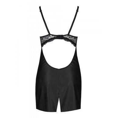 Бебі-дол з еко-шкіри та мережива Passion LOONA CHEMISE S/M, black SO5359 фото