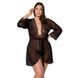Пеньюар Passion AMBERLY PEIGNOIR 6XL/7XL, black, ажурные декольте и манжеты, широкие рукава SO7054 фото 1