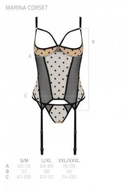 Корсет Passion MARINA CORSET, L/XL, beige, с открытыми чашками SO9726 фото