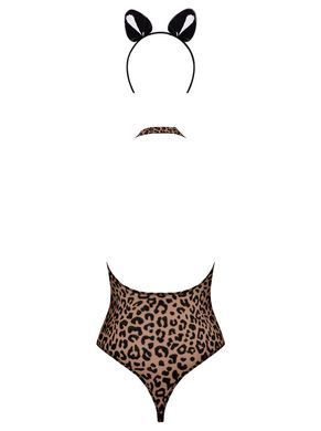 Эротический костюм леопарда Obsessive Leocatia teddy S/M, боди, обруч с ушками SO7712 фото