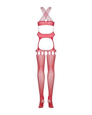 Бодістокінг Obsessive Bodystocking G313 S/M/L red, шнурівка, геометричний декор SO7238 фото