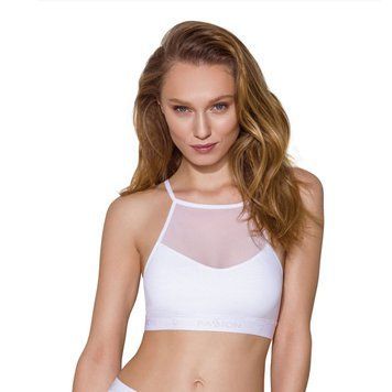 Спортивний топ з прозорою вставкою Passion PS006 TOP L, white SO4243 фото