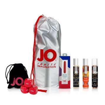 Набор &laquo;Персиковый десерт&raquo;, 3 вкусовые смазки System JO, вибропуля SugarBoo, кубики System JO SO5602 фото
