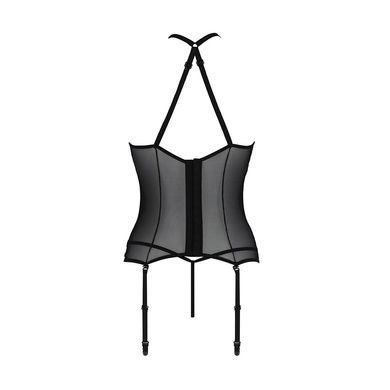 Корсет с пажами Passion SATARA CORSET XXL/XXXL black, стринги, кружево, застежки спереди и сзади SO8477 фото
