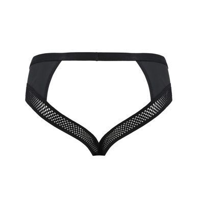 Мужские трусы с цепочкой Passion 030 SLIP TOM XXL/XXXL Black, экокожа, открытые ягодицы SO7563 фото