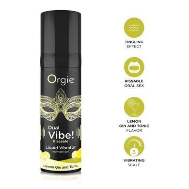 Рідкий вібратор Orgie Dual Vibe! Lemon Gin And Tonic Kissable Liquid Vibrator, 15 мл SX1490 фото