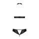 Комплект, відкритий топ та трусики з екошкіри з люверсами Passion MALWIA SET with Open Bra S/M black SO5769 фото 4
