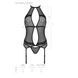 Корсет с пажами Passion SATARA CORSET XXL/XXXL black, стринги, кружево, застежки спереди и сзади SO8477 фото 5