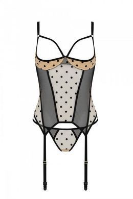 Корсет Passion MARINA CORSET, S/M, beige, з відкритими чашками SO9727 фото