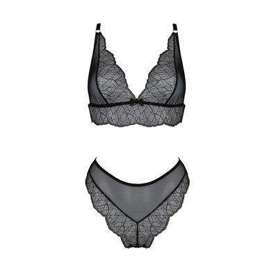 Комплект білизни Passion AMBERLY SET 6XL/7XL black, ліф, трусики бразиліана, люрексова нитка SO7056 фото