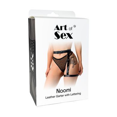 Гартер на ногу Art of Sex - Naomi с надписью SEXY, натуральная кожа, размер XS-2XL, цвет черный SO7372 фото