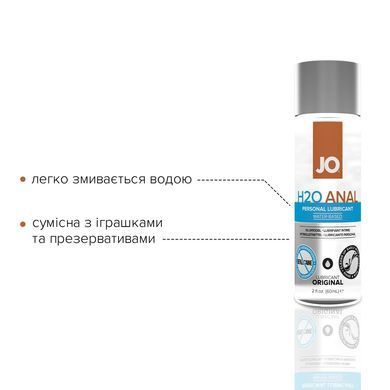 Анальная смазка JO ANAL H2O &mdash; ORIGINAL (60 мл) на водной основе, растительный глицерин SO1455 фото
