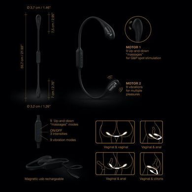 Вибратор на гибкой сцепке со стимуляцией пальчиком Dorcel DUAL EXPLORER SO5079 фото