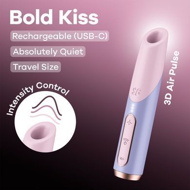 Вакуумний стимулятор Satisfyer Bold Kiss Violet, магнітна технологія 3D Air Pulse, 30 режимів роботи SX2165 фото