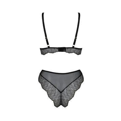 Комплект білизни Passion AMBERLY SET 6XL/7XL black, ліф, трусики бразиліана, люрексова нитка SO7056 фото
