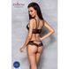 Комплект з еко-шкіри та мережива Passion LOONA SET L/XL, black, бра і трусики SO5361 фото 4