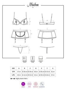 Еротичний костюм покоївки Obsessive Maidme set 5pcs S/M, бюстгальтер, пояс з фартухом, панчохи SO7290 фото