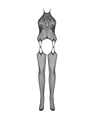 Бодістокінг Obsessive Bodystocking G316 S/M/L, квітковий декор, схрещені підв&rsquo;язки SO7240 фото