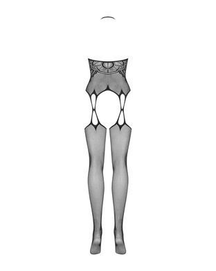 Бодістокінг Obsessive Bodystocking G316 S/M/L, квітковий декор, схрещені підв&rsquo;язки SO7240 фото