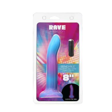 Светящийся в темноте фаллоимитатор ADDICTION Rave 8&Prime; Glow in the Dark Dildo Blue Purple, 20,3 см SO6851 фото
