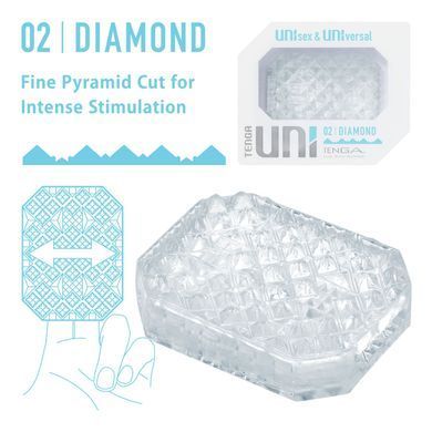 Унисекс-стимулятор Tenga UNI Diamond, белый, с зубчатым рельефом, лубрикант в комплекте SO9806 фото