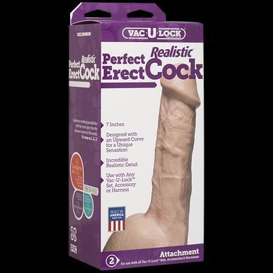 Фаллоимитатор Doc Johnson - 7 Inch Perfect Erect Cock, большая головка, Vac-U-Lock SO2796 фото
