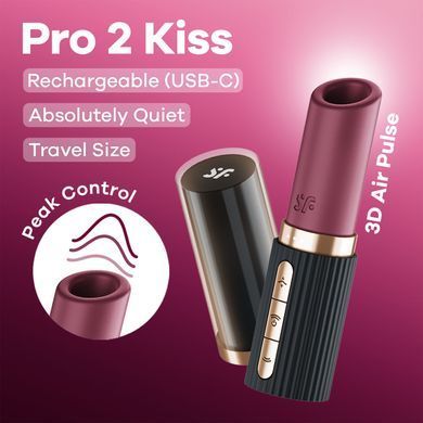 Вакуумный стимулятор Satisfyer Pro 2 Kiss, магнитная технология 3D Air Pulse, 30 режимов, крышечка SX2166 фото