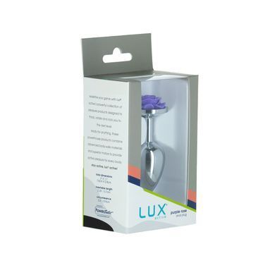 Металлическая анальная пробка Lux Active с розой - Rose Anal Plug - Purple, вибропуля в подарок SO5573 фото