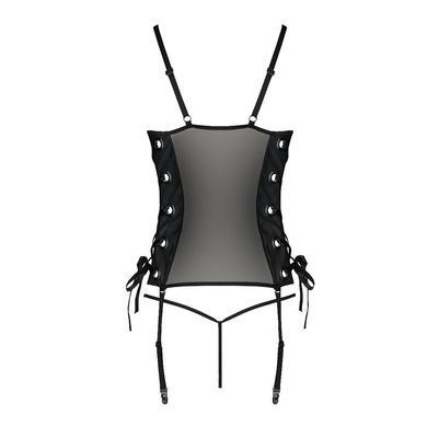 Сетчатый корсет из экокожи Passion MALWIA CORSET 4XL/5XL black, с люверсами и съемными пажами SO7098 фото