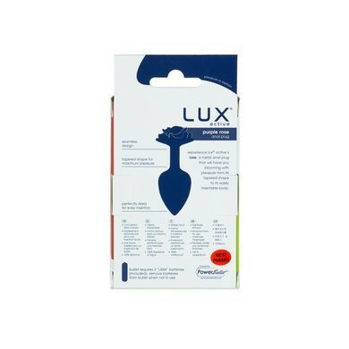 Металлическая анальная пробка Lux Active с розой - Rose Anal Plug - Purple, вибропуля в подарок SO5573 фото