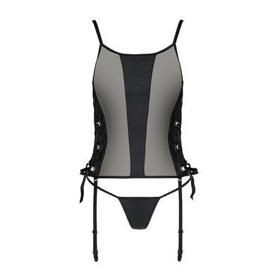 Сетчатый корсет из экокожи Passion MALWIA CORSET 4XL/5XL black, с люверсами и съемными пажами SO7098 фото
