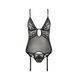 Корсет с декольте Passion ERZA CORSET XXL/XXXL, black, пажи, трусики, полупрозрачный PS26009 фото 3