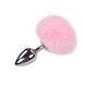 Металлическая анальная пробка Кроличий хвостик Alive Fluffy Plug L Pink, диаметр 3,9 см SO6319 фото 1