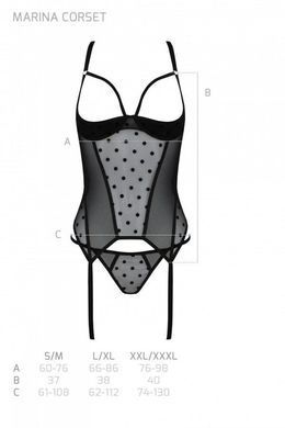 Корсет Passion MARINA CORSET, L/XL, black, с открытыми чашками SO9729 фото