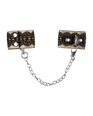 Наручники з блискітками та ланцюгом Obsessive A746 cuffs, чорно-золоті SO7191 фото