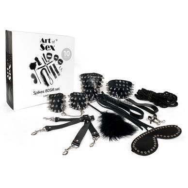 BDSM-набір Art of Sex &ndash; Spikes BDSM Set Leather, 10 предметів, чорний, натуральна шкіра SO7140 фото