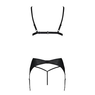 Комплект з екошкіри Passion MILEY SET S/M, black, трусики, бюстгальтер, пояс для панчіх SO5772 фото