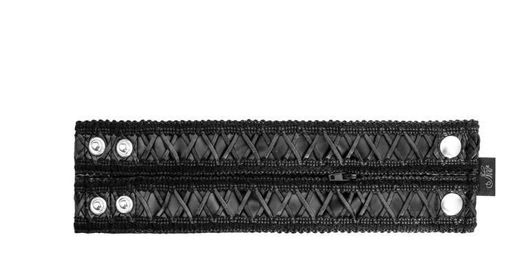 Женский кошелек-браслет Noir Handmade F326, black, под кожу, рельефный узор, карман на молнии SX0387 фото
