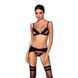 Комплект з екошкіри Passion MILEY SET S/M, black, трусики, бюстгальтер, пояс для панчіх SO5772 фото 1