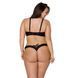Комплект з екошкіри Passion CELINE BIKINI 6XL/7XL black, відкритий бра, стрінги зі шнурівкою SO7058 фото 2