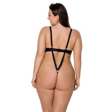 Боди из экокожи Passion CELINE BODY 6XL/7XL black, с доступом, открытый SO7060 фото