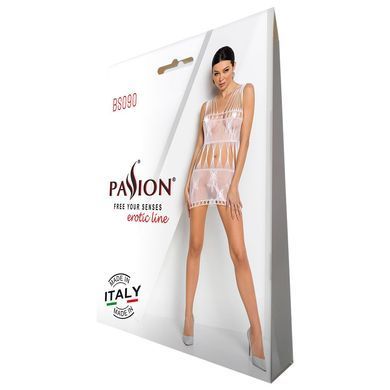 Бодістокінг мінісукня з метеликами Passion BS090 One Size white SO6390 фото