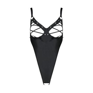 Боди из экокожи Passion CELINE BODY 6XL/7XL black, с доступом, открытый SO7060 фото
