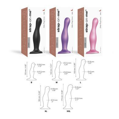 Насадка для страпона Strap-On-Me Dildo Plug Curvy Rose Dragee Metallic M SO7820 фото