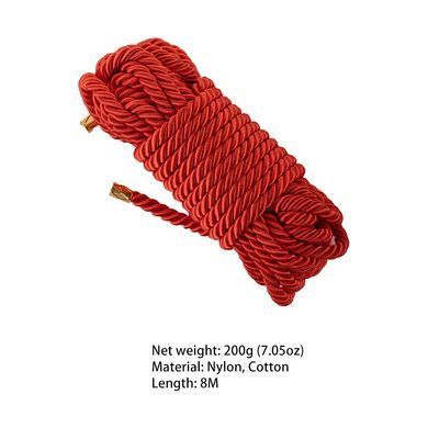 Мотузка для шибарі LOCKINK SEVANDA Shibari Pratice Rope, червона, 8 м, нейлон+бавовна SX0879 фото
