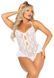 Боди Leg Avenue Lace Floral Lace Halter Teddy with Flutter Accent One Size, White SX1756 фото 1