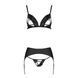 Комплект з екошкіри Passion MILEY SET XXL/XXXL, black, трусики, бюстгальтер, пояс для панчіх SO5773 фото 3